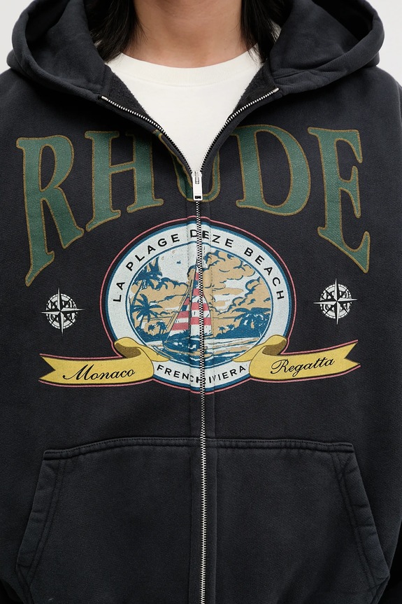 RHUDE cotton sweatshirt Monaco Regatta black RHSS25HO09012