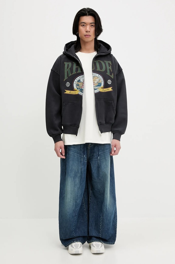 RHUDE cotton sweatshirt Monaco Regatta RHSS25HO09012 black