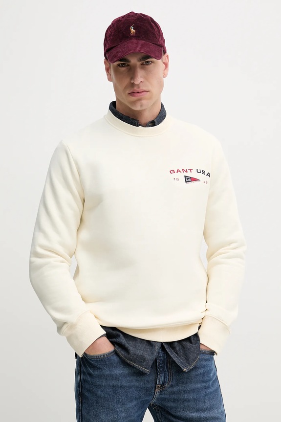 Dukserica Gant bez kapuljače bež 2067039