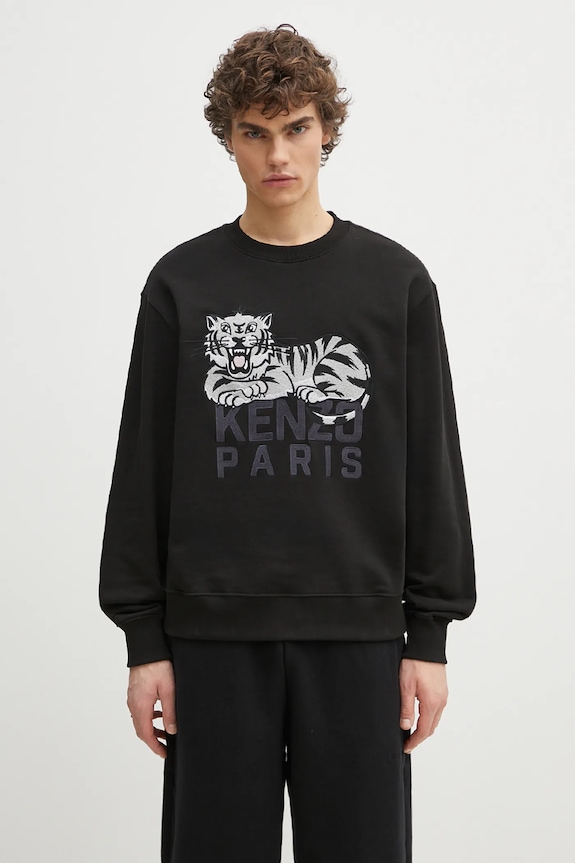 Памучен суичър Kenzo щампа черен FF55SW2634MF.99J