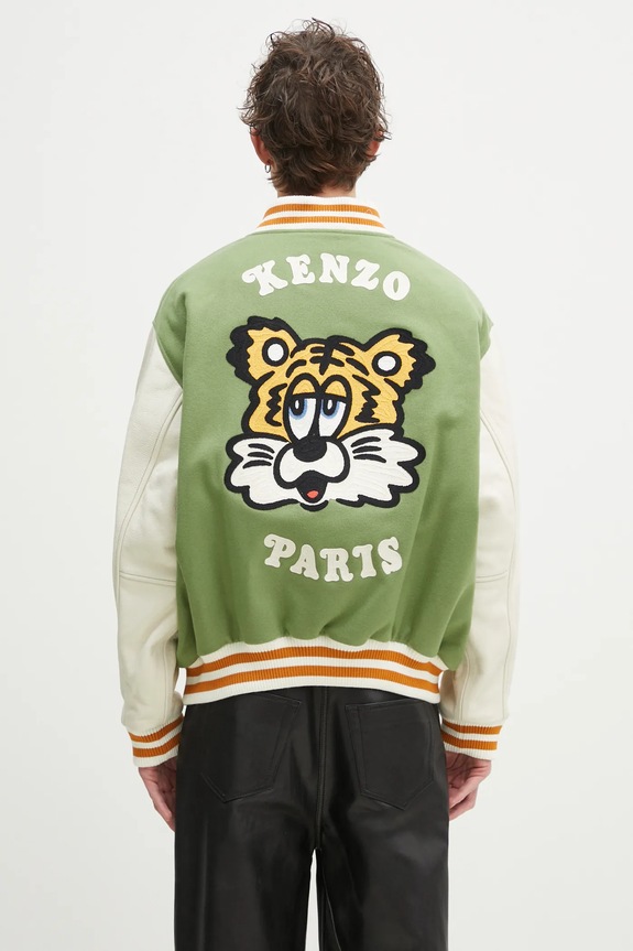 Oblečenie Bunda bomber s prímesou vlny Kenzo x Verdy FF58BL1509OH.48 zelená