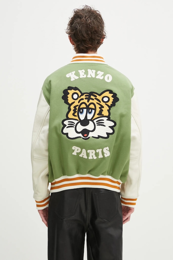 Oblečenie Bunda bomber s prímesou vlny Kenzo x Verdy FF58BL1509OH.48 zelená