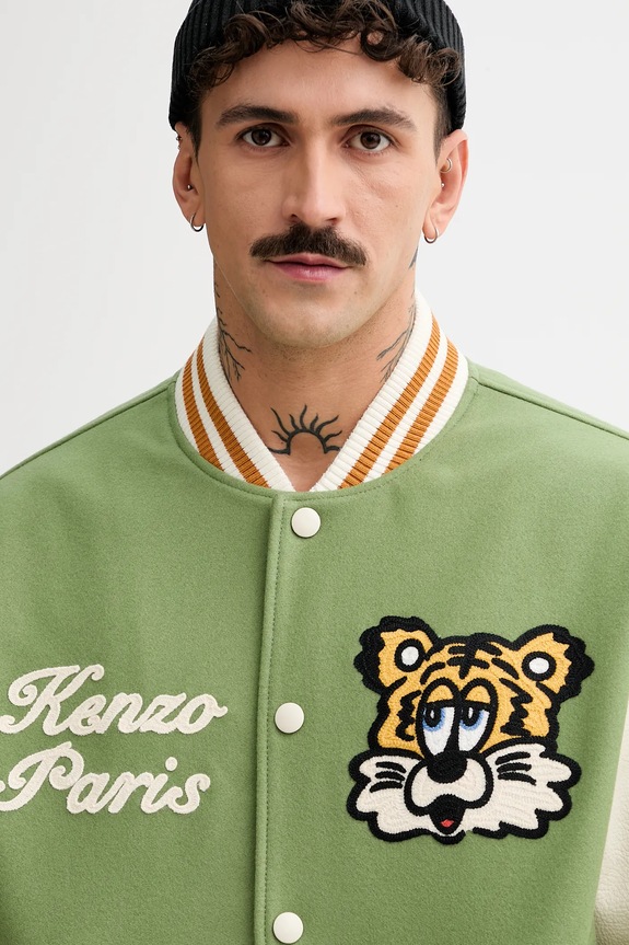 Kenzo jacheta bomber din amestec de lana x Verdy verde FF58BL1509OH.48