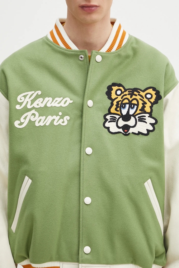 Bunda bomber s prímesou vlny Kenzo x Verdy zelená FF58BL1509OH.48