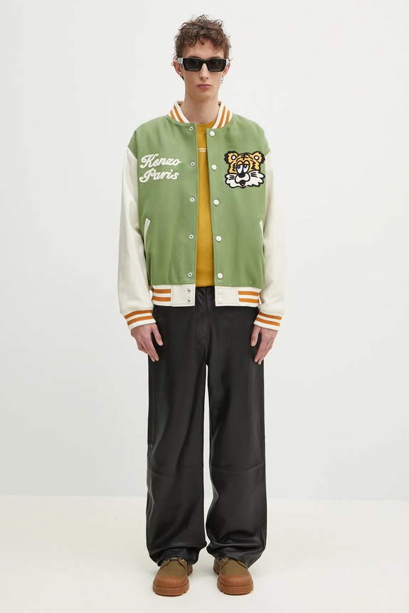 Bunda bomber s prímesou vlny Kenzo x Verdy FF58BL1509OH.48 zelená