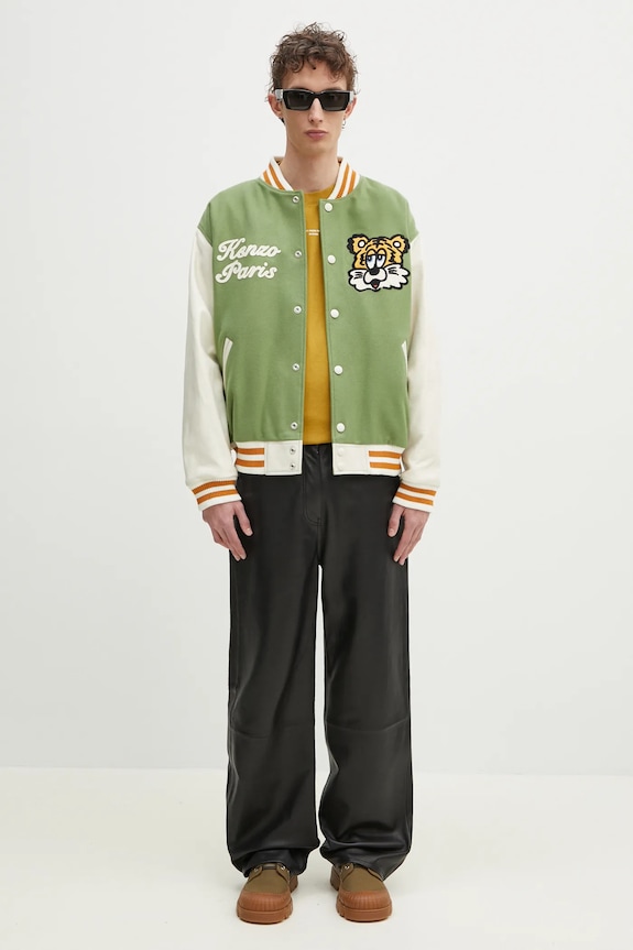 Bunda bomber s prímesou vlny Kenzo x Verdy FF58BL1509OH.48 zelená
