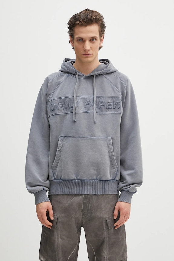 Daily Paper hanorac de bumbac Garment Wash Hoodie uni gri 2511164