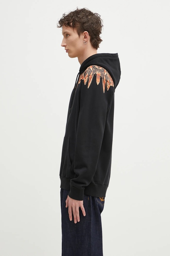 Marcelo Burlon cotton sweatshirt Icon Wings Regular Hoodie Black Orange CMBB007S25FLE0011020 black SS25