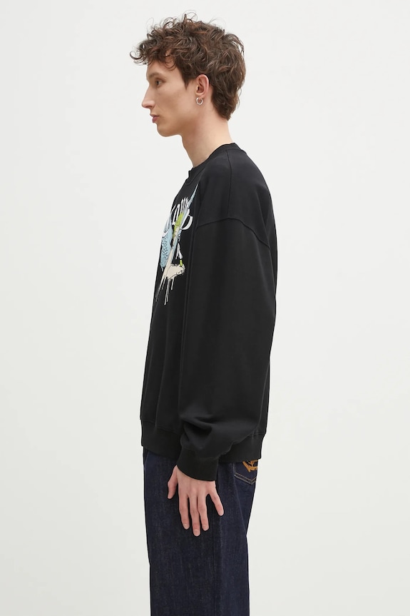 Памучен суичър Marcelo Burlon County Angel Boxy Crewneck Black Multico CMBA09CS25FLE0011084 черен SS25