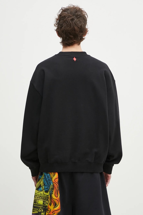 Odzież Marcelo Burlon bluza bawełniana County Flame Boxy Crewneck Black Red CMBA09CS25FLE0051025 czarny