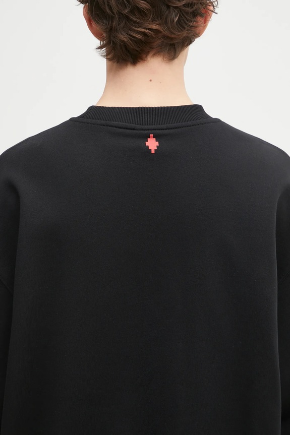 Marcelo Burlon bluza bawełniana County Flame Boxy Crewneck Black Red czarny CMBA09CS25FLE0051025