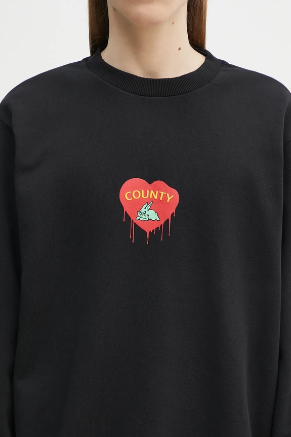 Bavlnená mikina Marcelo Burlon Bunny Heart Regular Crewneck Black Red čierna CMBA009S25FLE0031025