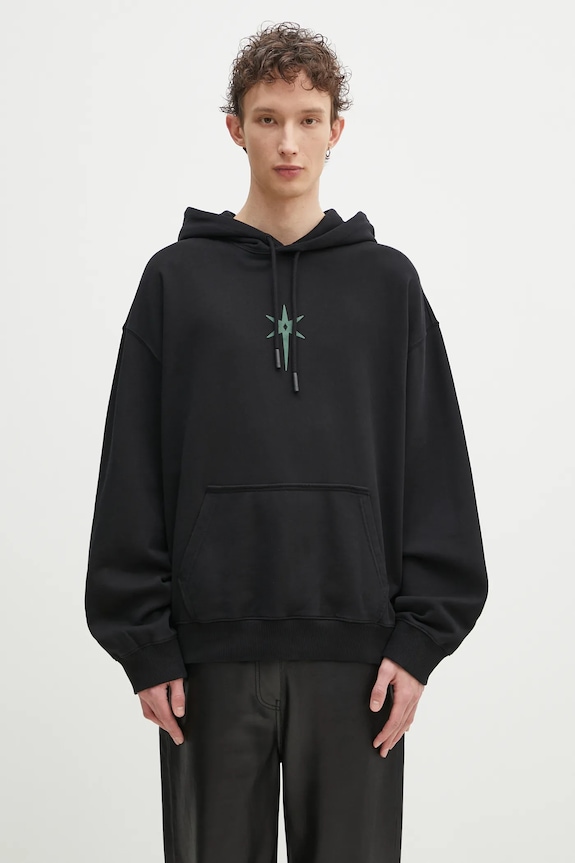 Marcelo Burlon cotton sweatshirt County Goth Boxy Hoodie Black Deep Green cotton black CMBB10CS25FLE0021052