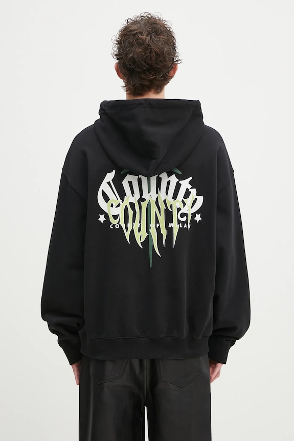 Clothing Marcelo Burlon cotton sweatshirt County Goth Boxy Hoodie Black Deep Green CMBB10CS25FLE0021052 black