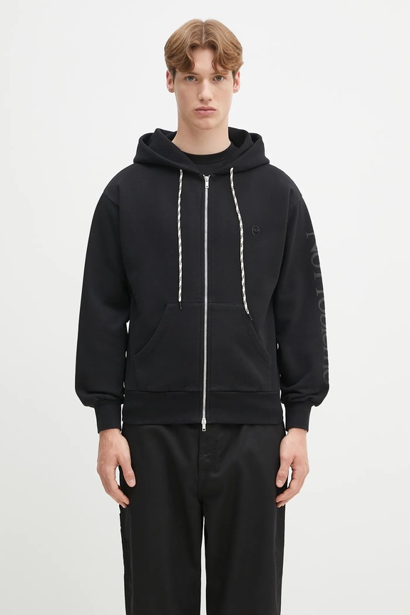 Bavlněná mikina No Problemo Alien-O Zip Through Hoodie potisk černá NP2003003