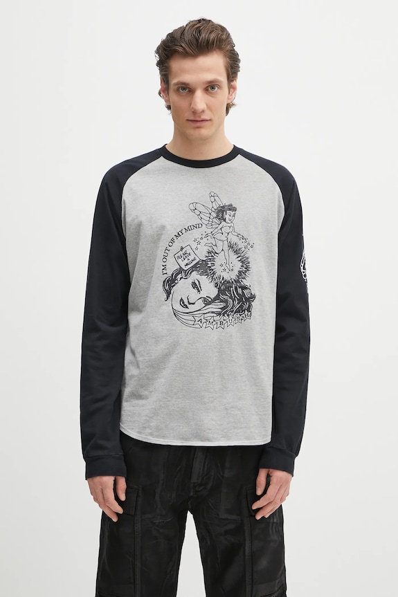 Bavlnené tričko s dlhým rukávom AMBUSH Raglan L/S T-Shirt potlač sivá 12115325