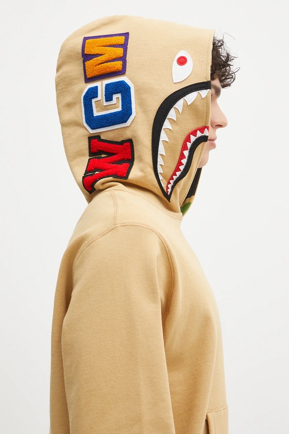 A Bathing Ape felpa in cotone Abc Camo Shark Pullover 1L30114009 verde