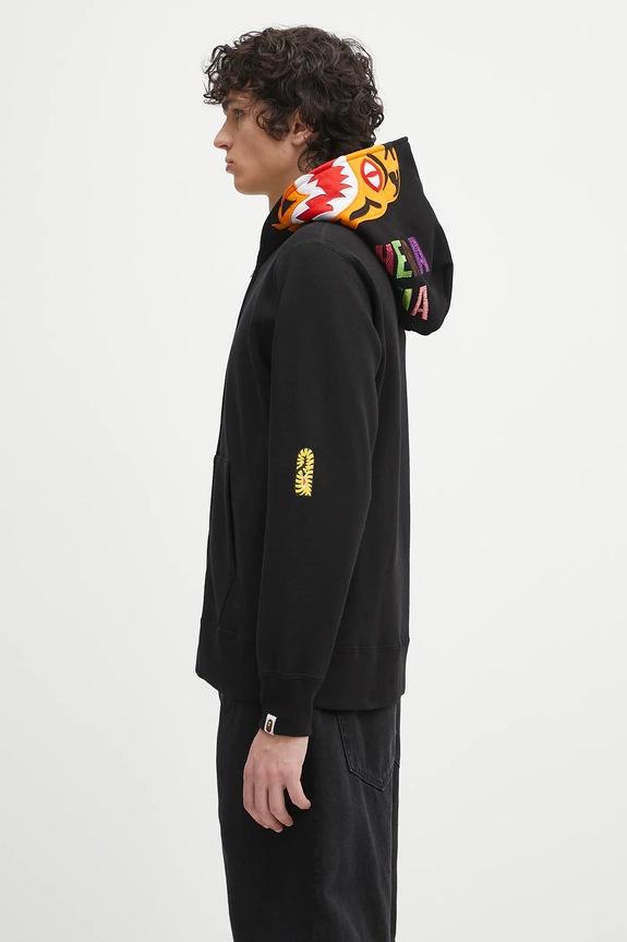 A Bathing Ape cotton sweatshirt Tiger Full Zip 1L30115006 black SS25