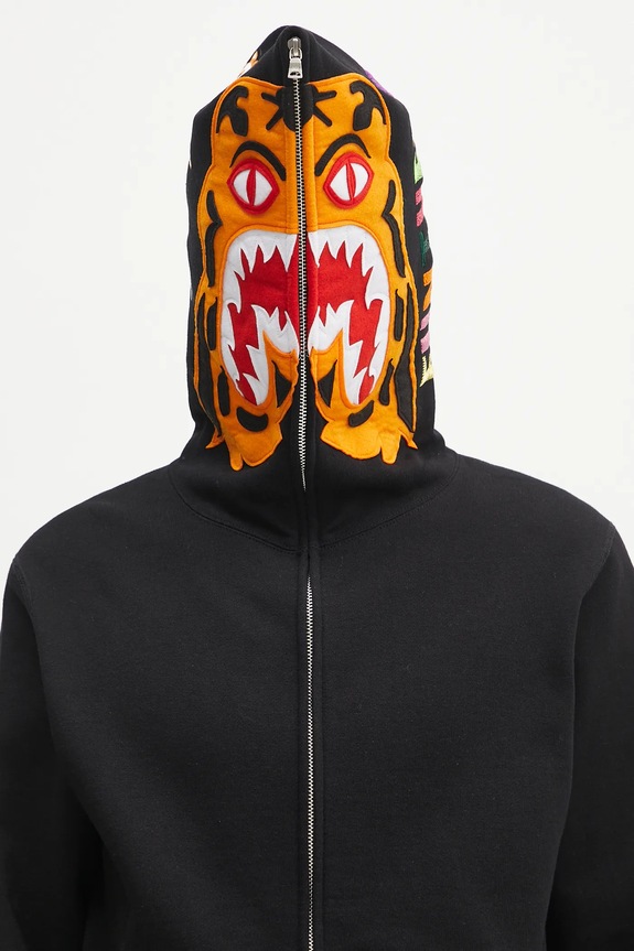 A Bathing Ape cotton sweatshirt Tiger Full Zip 1L30115006 black