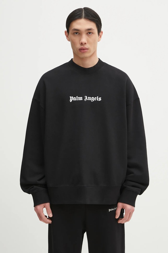 Бавовняна кофта Palm Angels Classic Logo надрук чорний PMBA080C99FLE0011001