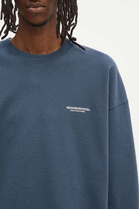 Bavlněná mikina NEIGHBORHOOD Classic Sweat Shirt Ls námořnická modř 242FPNH.CSM01