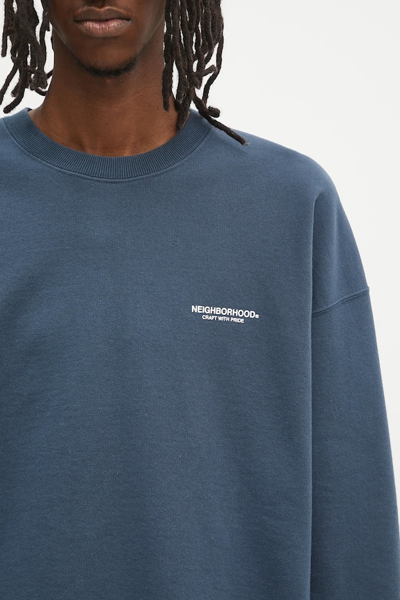 Bavlněná mikina NEIGHBORHOOD Classic Sweat Shirt Ls námořnická modř 242FPNH.CSM01
