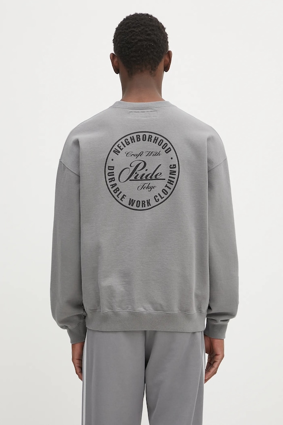 Одежда Хлопковая кофта NEIGHBORHOOD Classic Sweat Shirt Ls 242FPNH.CSM01 серый