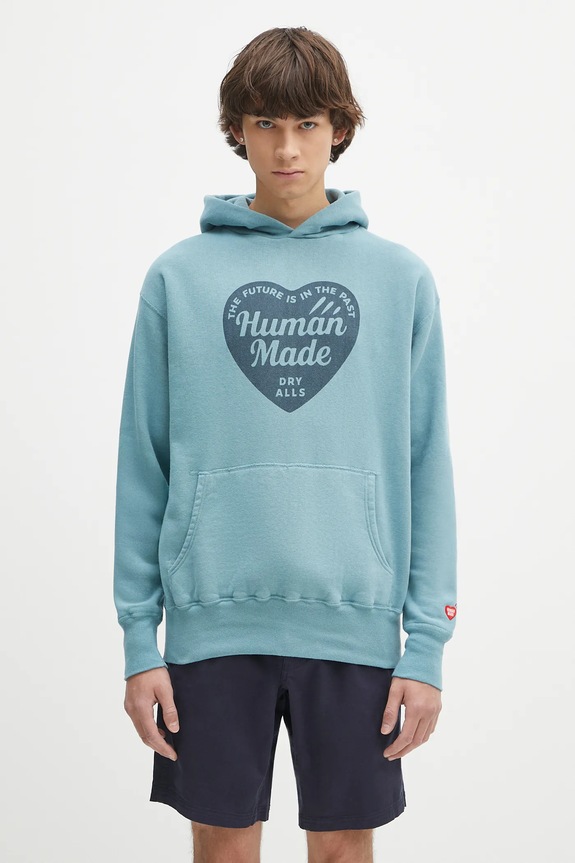 Bavlněná mikina Human Made Tsuriami Hoodie potisk tyrkysová HM29CS015