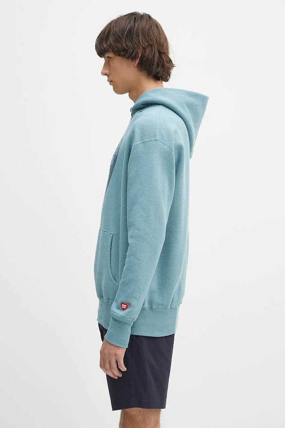 Bavlněná mikina Human Made Tsuriami Hoodie HM29CS015 tyrkysová SS25