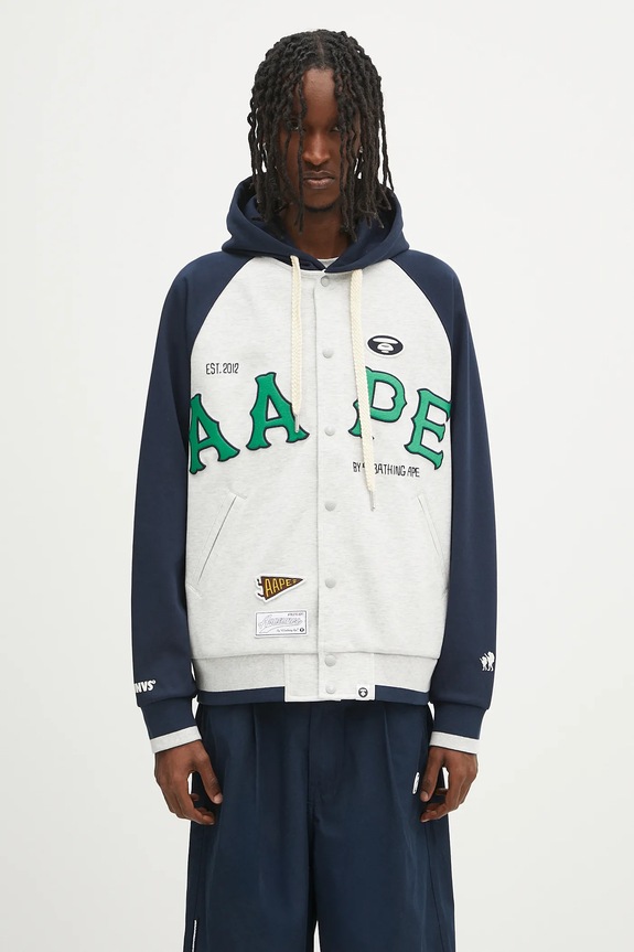 Mikina AAPE Main Zip Up směs šedá AAPSWMC323XAO