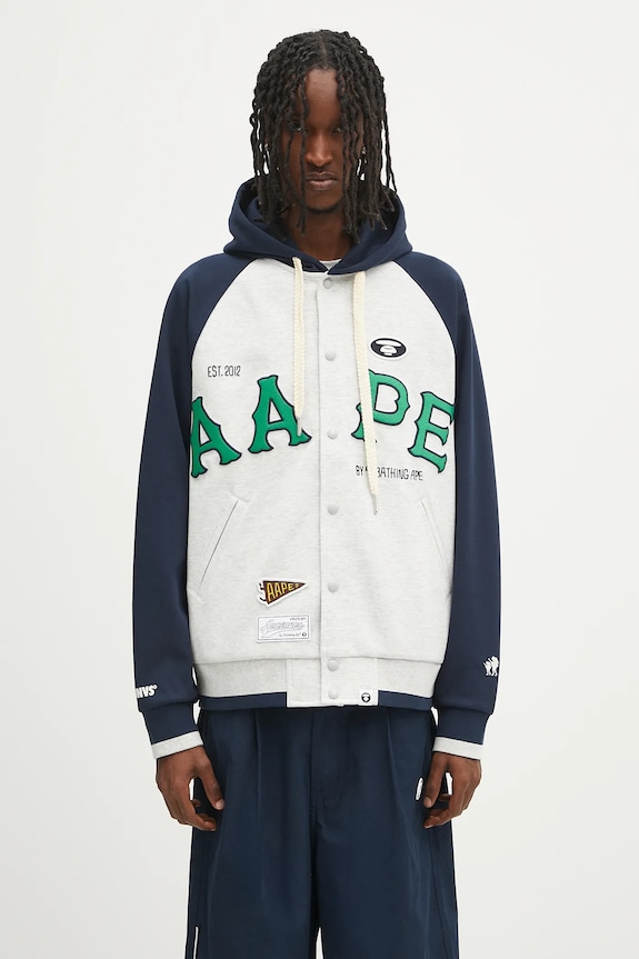 Mikina AAPE Main Zip Up směs šedá AAPSWMC323XAO