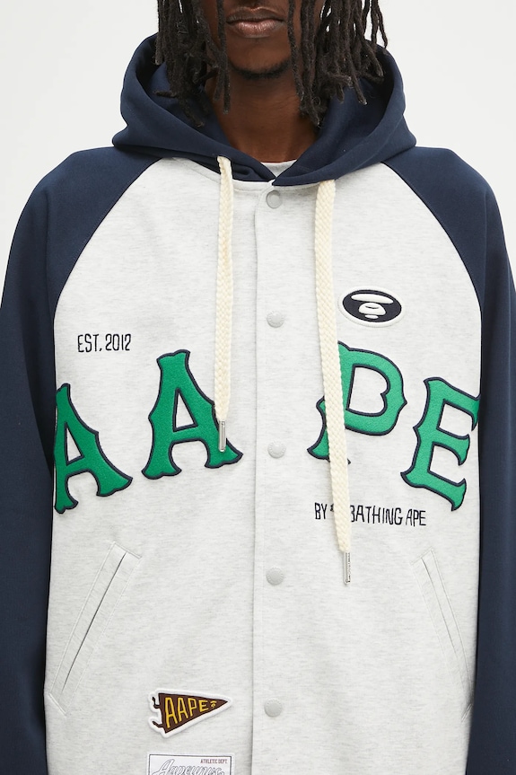Mikina AAPE Main Zip Up šedá AAPSWMC323XAO