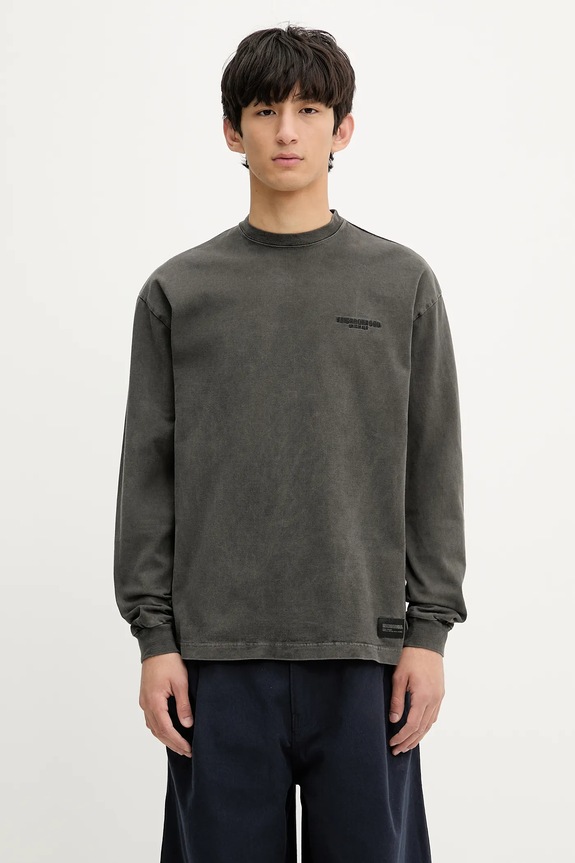 NEIGHBORHOOD cotton longsleeve top Pigment Dyed Crewneck Ls relaxed gray 251FPNH.CSM12