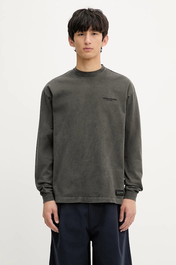 NEIGHBORHOOD cotton longsleeve top Pigment Dyed Crewneck Ls relaxed gray 251FPNH.CSM12
