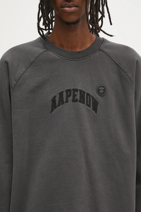 Памучен суичър AAPE Now Crew Neck черен AAPSWMB320XXN