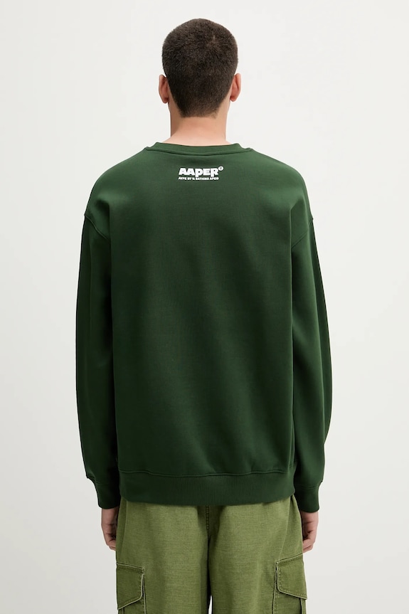 Oblečenie Mikina AAPE Aaper Crew Neck AAPSWMB377XXN zelená