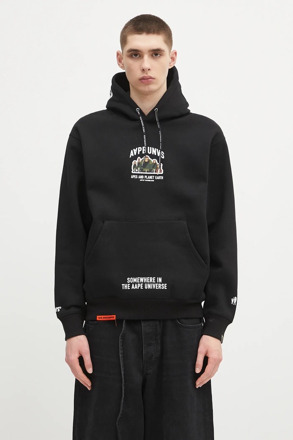 AAPE sweatshirt Aaper applique black AAPSWMB378XXN