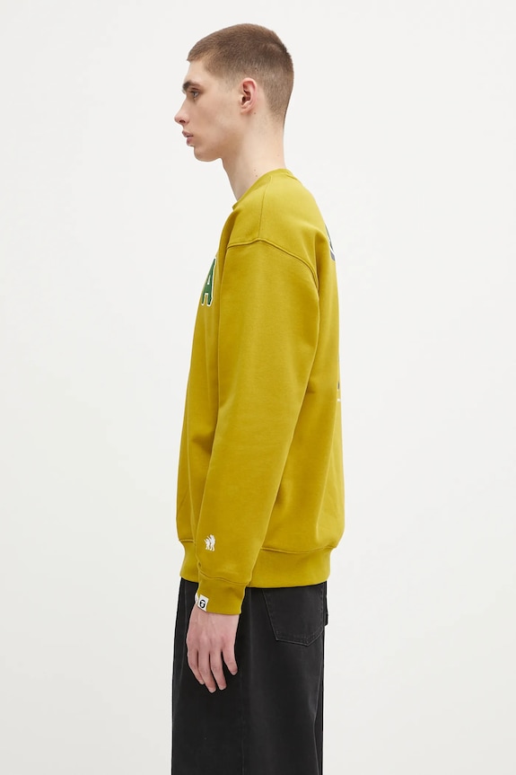 AAPE bluza Basic Crew Neck AAPSWMB336XXN zielony SS25