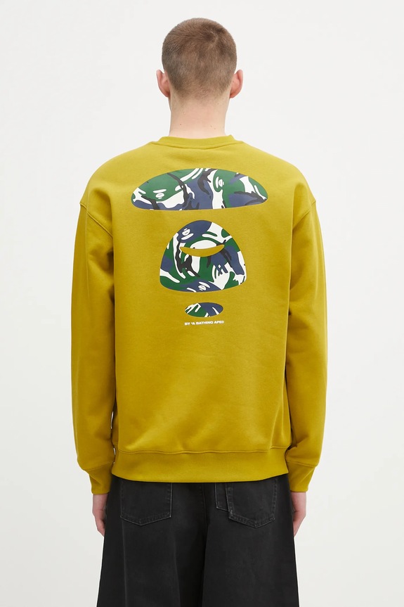 Odzież AAPE bluza Basic Crew Neck AAPSWMB336XXN zielony