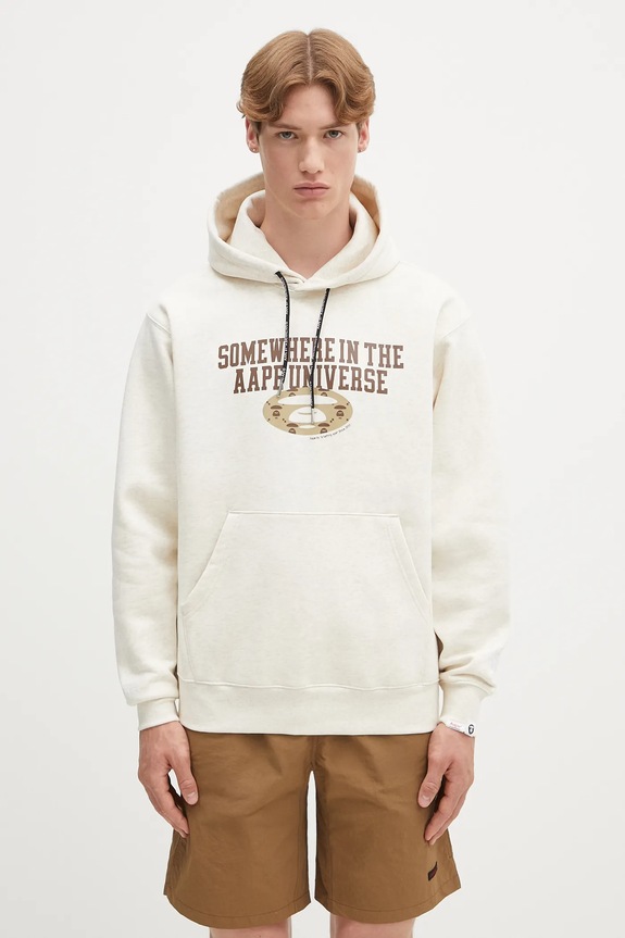 Dukserica AAPE Basic print bež AAPSWMB342XAN