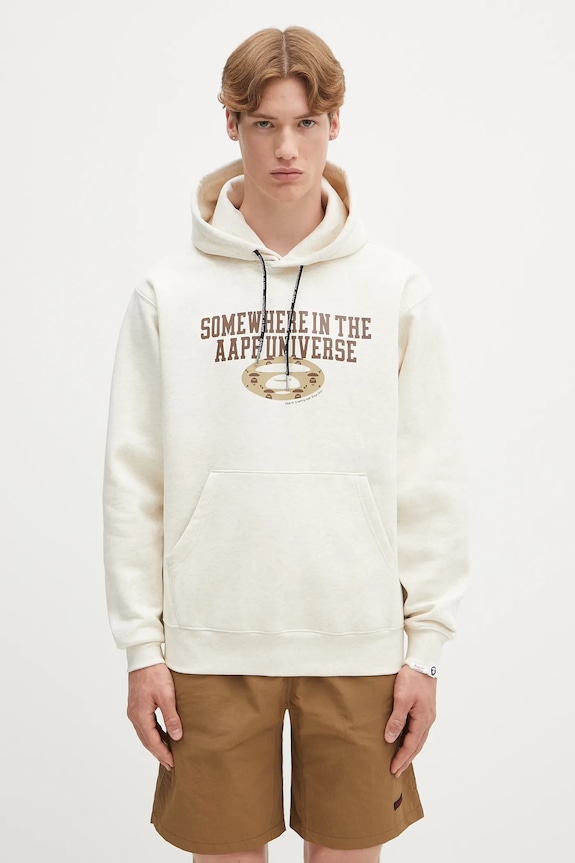 Dukserica AAPE Basic print bež AAPSWMB342XAN