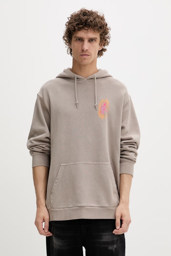 Odzież Gramicci bluza męska bawełniana Thumbprint Hooded Sweatshirt G5SU.J109 beżowy