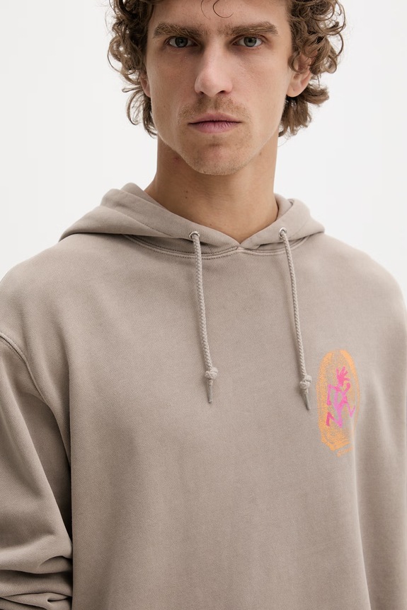 Gramicci bluza męska bawełniana Thumbprint Hooded Sweatshirt beżowy G5SU.J109