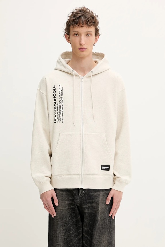 NEIGHBORHOOD cotton sweatshirt SOLID SWEAT ZIP cotton gray 251UWNH.CSM05
