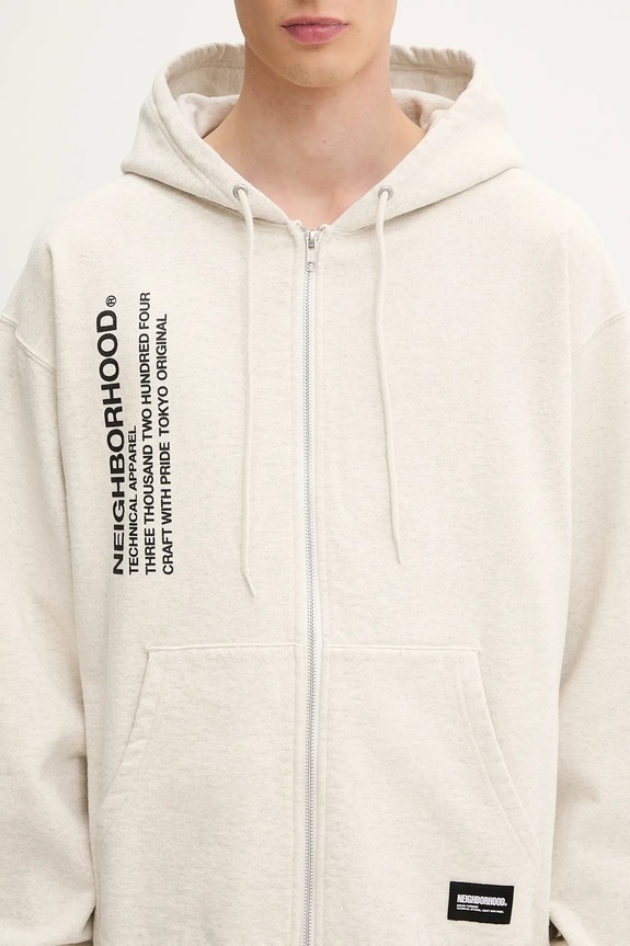 NEIGHBORHOOD cotton sweatshirt SOLID SWEAT ZIP gray 251UWNH.CSM05