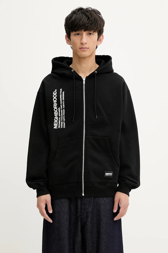 NEIGHBORHOOD cotton sweatshirt SOLID SWEAT ZIP cotton black 251UWNH.CSM05