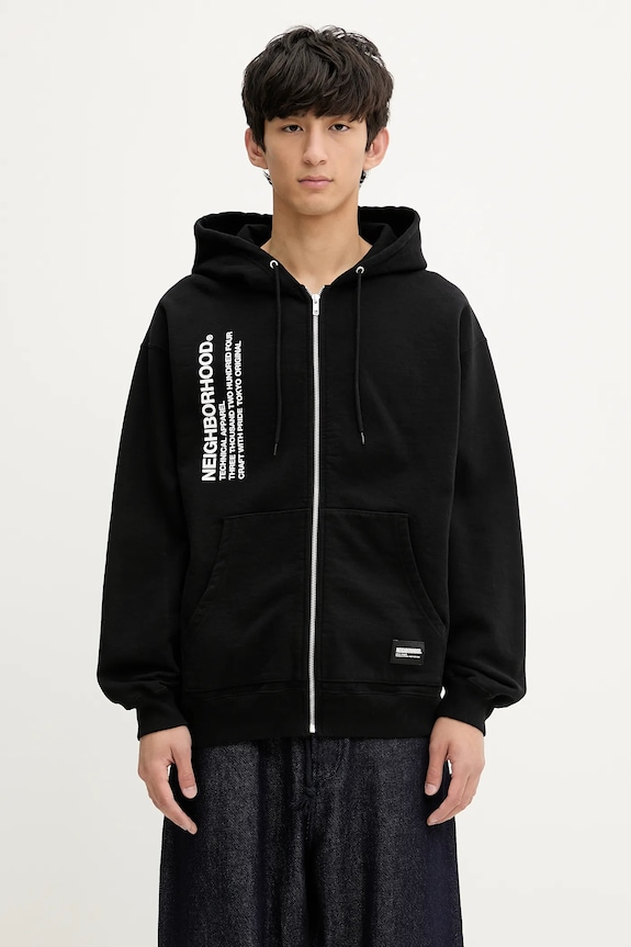 NEIGHBORHOOD cotton sweatshirt SOLID SWEAT ZIP cotton black 251UWNH.CSM05