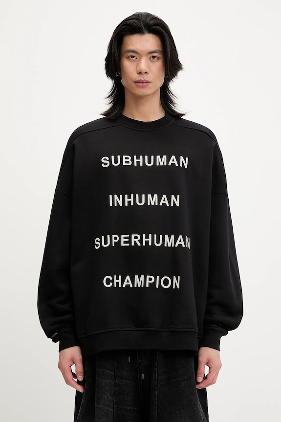 Bavlněná mikina Rick Owens DRKSHDW Knitted - Jumbo Sweat 221669 nášivka černá CM01E1669.CHFE
