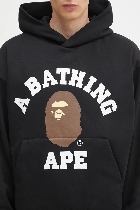 A Bathing Ape cotton sweatshirt College puffy black 1K80114012