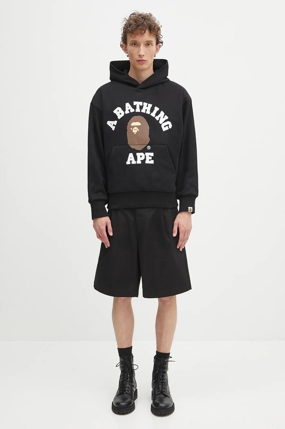 A Bathing Ape cotton sweatshirt College puffy 1K80114012 black
